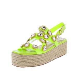 Neon espadrille platform wedge sandals by Liliana